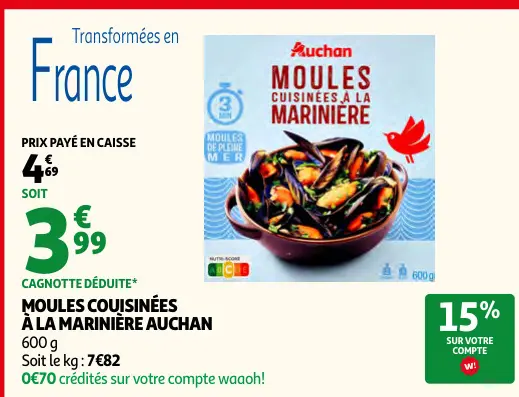 Promotie: Moules cuisinées à la marinière