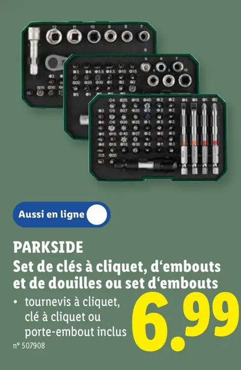 Offre: Set de clés à cliquet, d'embouts et de douill