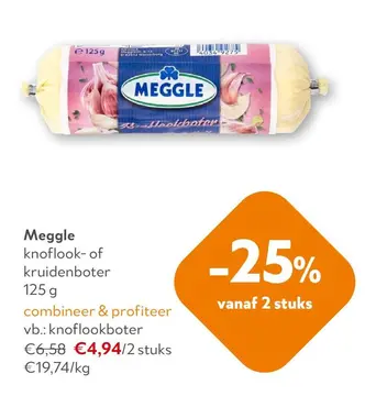 Aanbieding: Meggle knoflook- of kruidenboter