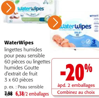 Offre: Lingettes humides pour peau sensible