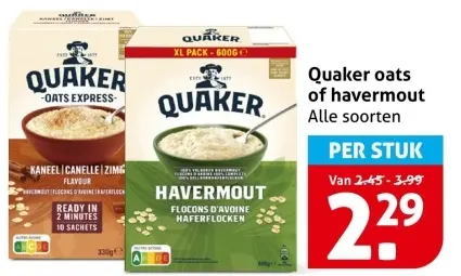 Aanbieding: Quaker oats of havermout