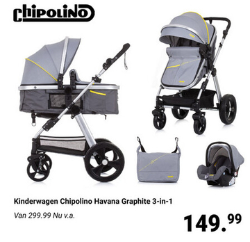 Aanbieding: Kinderwagen Chipolino Havana Graphite 3in1 + Autostoel