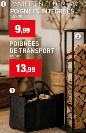 Offre: Panier en feutre avec poignées intégrées