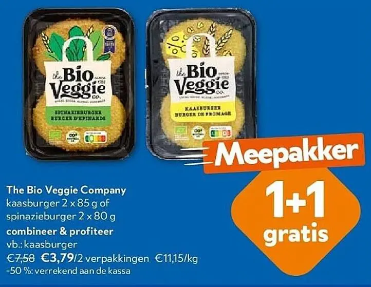 Promotie: kaasburger of spinazieburger