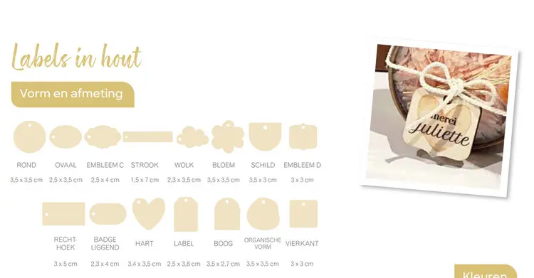 Aanbieding: Labels in hout