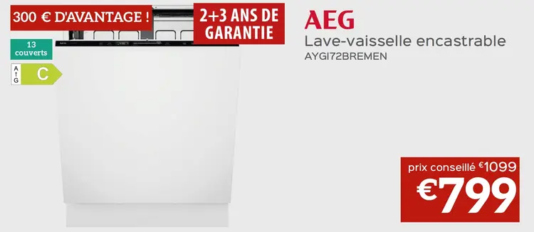 Offre: Lave-vaisselle encastrable