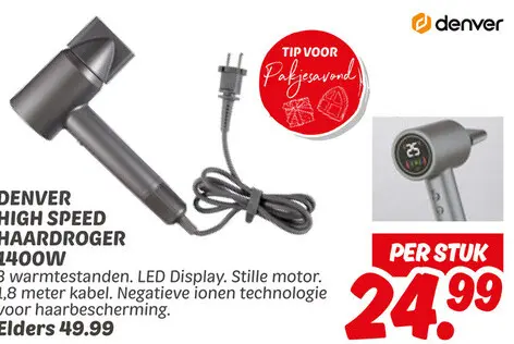 Aanbieding: Denver high speed haardroger 1400w
