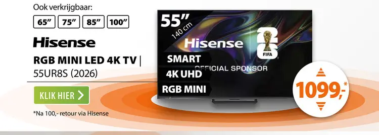 Aanbieding: Hisense RGB MINI LED 55UR8S (2026)