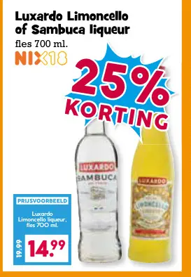 Aanbieding: Limoncello of Sambuca liqueur