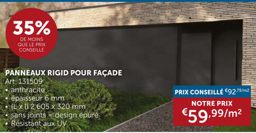 Offre: Panneau De Façade Rigid 2605x305x6mm Anthracite