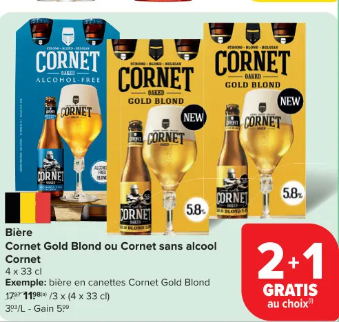 Offre: Cornet Gold Blond ou Cornet sans alcool