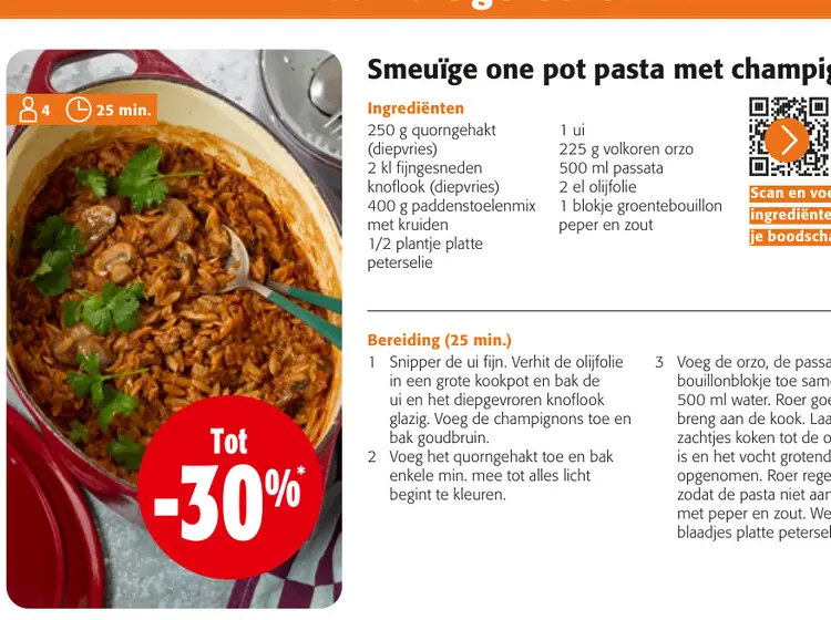 Promotie: Smeuïge one pot pasta met champig