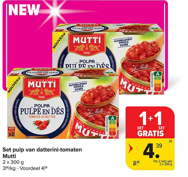 Promotie: Set pulp van datterini-tomaten
