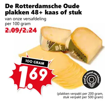 Aanbieding: De Rotterdamsche Oude plakken 48+ kaas of stuk
