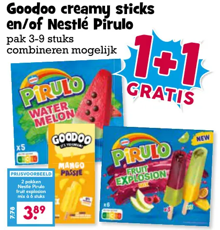 Aanbieding: Goodoo creamy sticks en/of Nestlé Pirulo