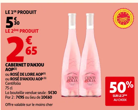 Promotie: Cabernet d'Anjou AOP, Rosé de Loire AOP ou Rosé D'Anjou AOP