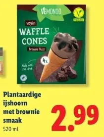 Aanbieding: Plantaardige ijshoorn met brownie smaak