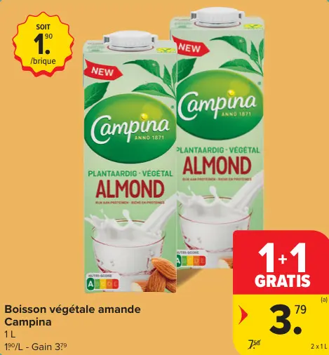 Offre: Boisson végétale amande