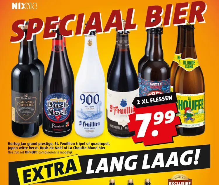Aanbieding: Hertog Jan grand prestige, St. Feuillien tripel of quadrupel, Jopen witte kerst, Bush de Noël of La Chouffe blond bier