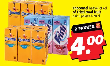 Aanbieding: Chocomel halfvol of vol of Fristi rood fruit