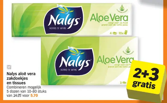 Offre: Nalys aloë vera zakdoekjes en tissues