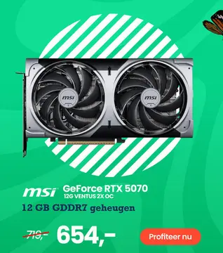 Aanbieding: MSI GeForce RTX 5070 12G VENTUS 2X OC