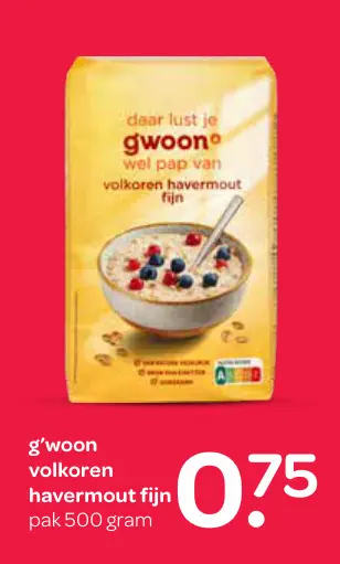 Aanbieding: volkoren havermout fijn