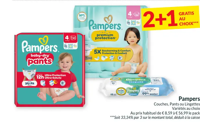 Offre: Pampers Couches, Pants ou Lingettes