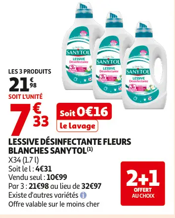 Offre: Lessive désinfectante fleurs blanches
