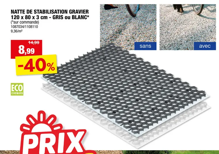 Offre: Natte de stabilisation 119x80x3 cm gris