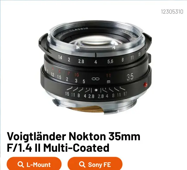 Promotie: Nokton 35mm F/1.4 II Multi-Coated