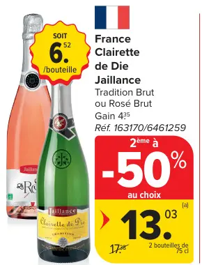 Offre: Clairette de Die Tradition Brut ou Rosé Brut