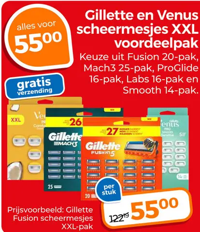 Aanbieding: Gillette en Venus scheermesjes XXL voordeelpa