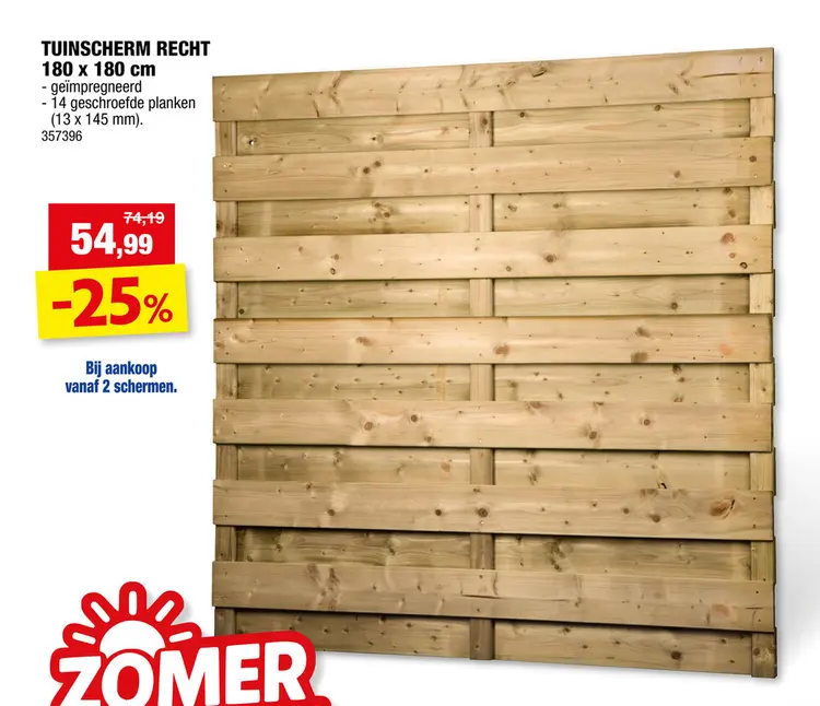 Promotie: Cartri tuinscherm recht dichtgeschroefd 180x180 cm