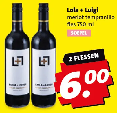 Aanbieding: Lola + Luigi merlot tempranillo