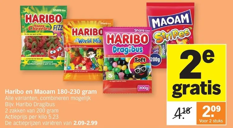 Promotie: Haribo en Maoam 180-230 gram