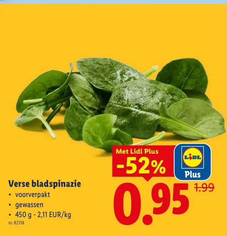 Promotie: Verse bladspinazie
