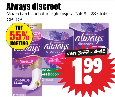 Aanbieding: Maandverband of inlegkruisjes