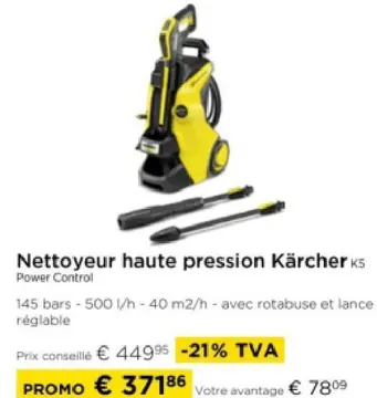 Offre: Nettoyeur haute pression Kärcher K5 Power Con