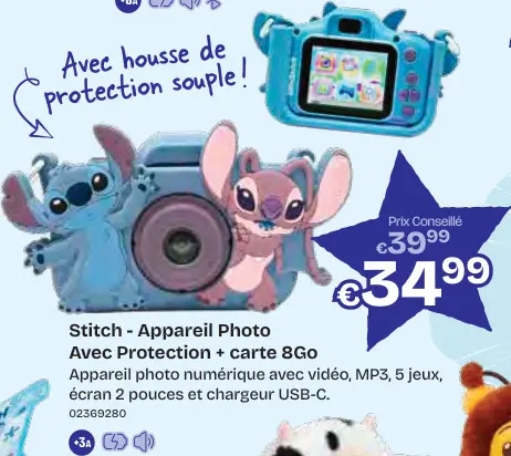 Offre: Stitch - Appareil Photo Avec Protection + carte 8Go