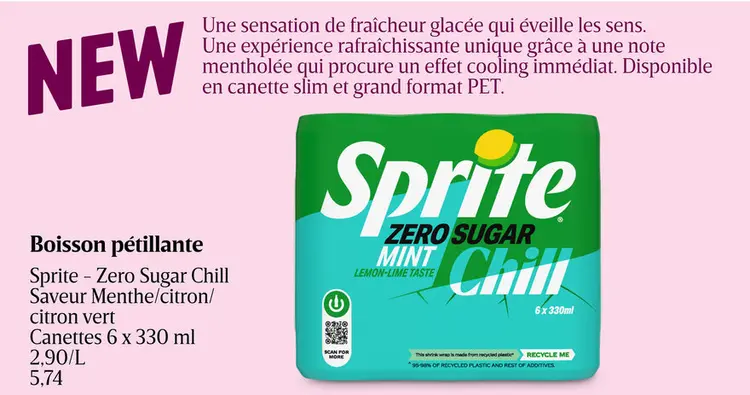 Offre: Sprite - Zero Sugar Chill Saveur Menthe/citron vert