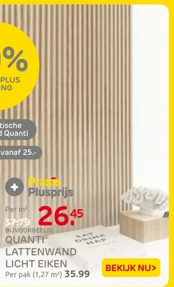 Aanbieding: Lattenwand licht eiken