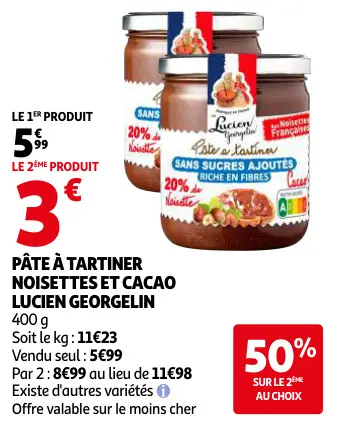 Promotie: Pâte à tartiner noisettes et cacao