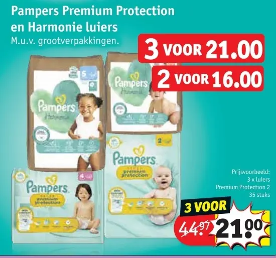 Aanbieding: Pampers Premium Protection en Harmonie luiers