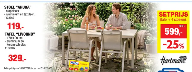 Promotie: Hartman Aruba tuinstoel sand-beige