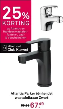 Aanbieding: Atlantic Parker éénhandel wastafelkraan Zwart