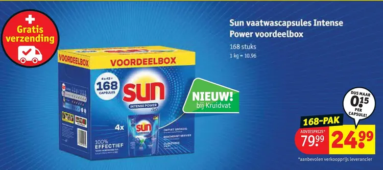Promotie: Sun vaatwascapsules Intense Power voordeelbox