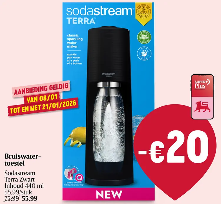 Promotie: Bruiswater-toestel Sodastream Terra Zwart