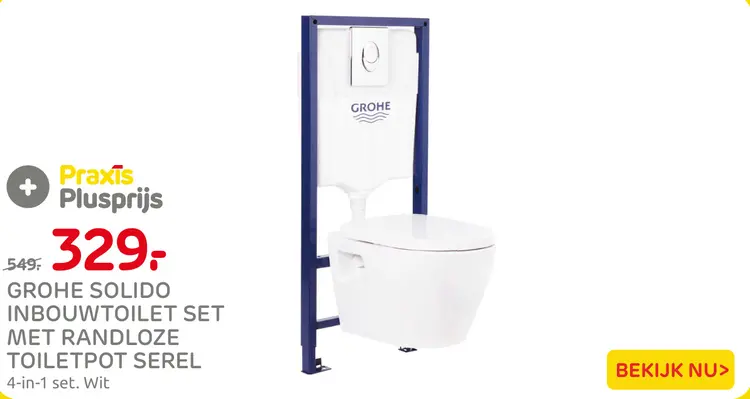 Aanbieding: Solido inbouwtoilet set met randloze toiletpot serel