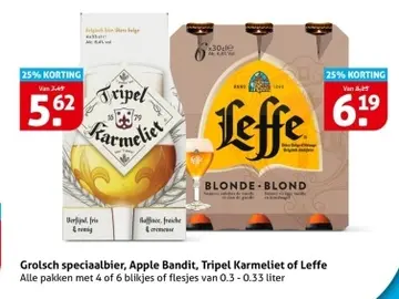 Aanbieding: Grolsch speciaalbier, Apple Bandit, Tripel Karmeliet